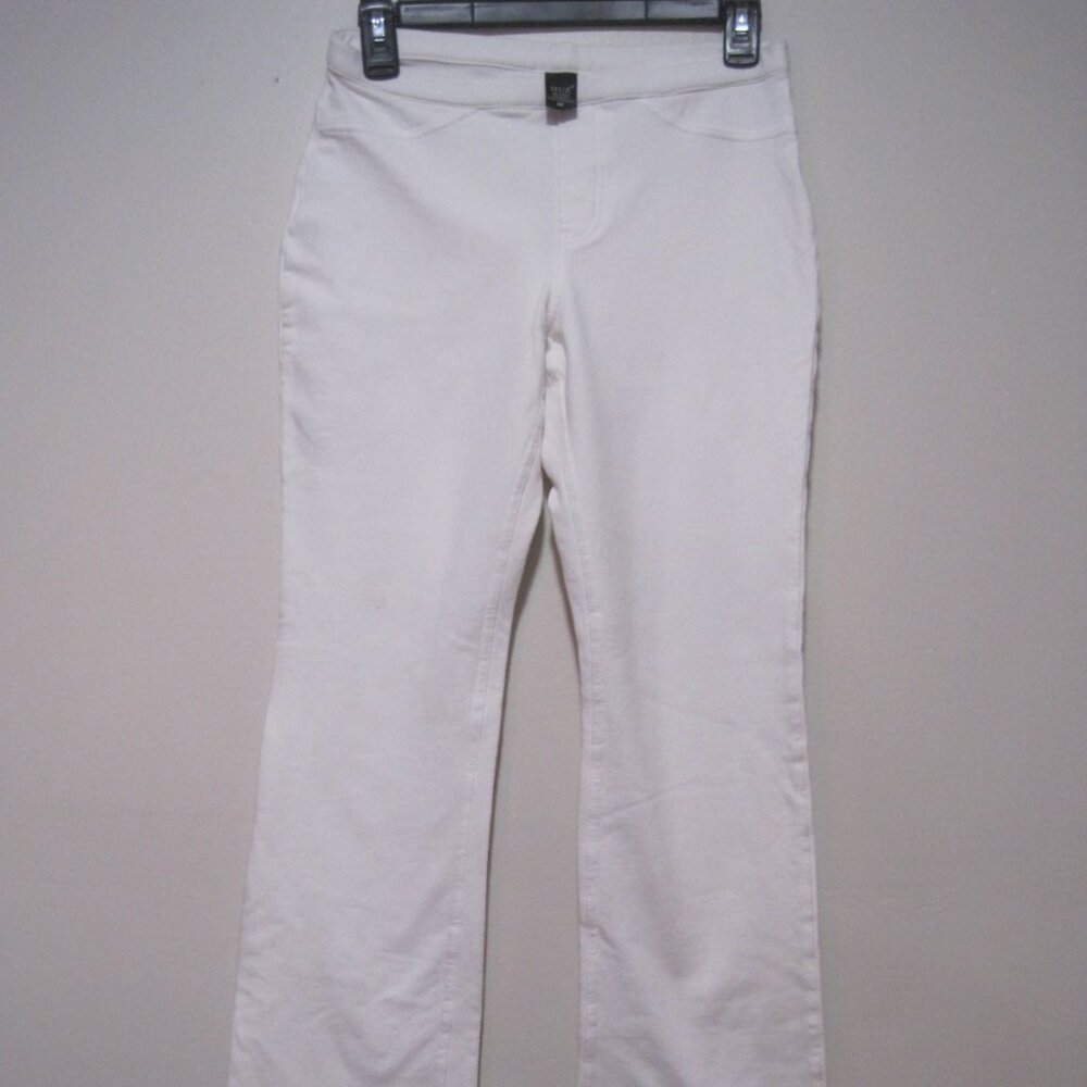 Hue Womens Size Medium Cream White Basic Cotton Blend Lounge Chino Stretch Pants